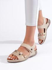 Amiatex Praktické sandály dámské hnědé na plochém podpatku, odstíny hnědé a béžové, 39