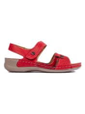 Amiatex Módní sandály červené dámské na plochém podpatku, odstíny červené, 38