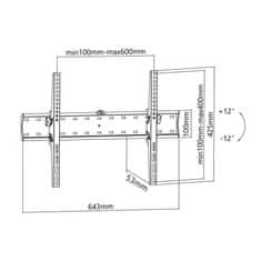 Stell polohovatelný držák slim na TV 40"- 70" SHO 3310, nosnost 40kg - černá