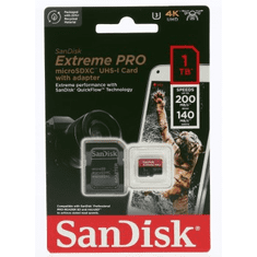 SanDisk Extreme PRO microSDXC 1TB + SD Adapter 200MB/s and 140MB/s A2 C10 V30 UHS-I U3