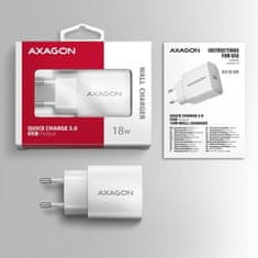 AXAGON ACU-QC18W, nabíječka do sítě 18W, 1x port USB-A, QC3.0/AFC/Apple, bílá