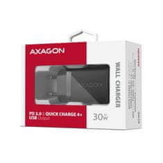 AXAGON ACU-PD30, Sil nabíječka do sítě 30W, 1x port USB-C, PD3.0/PPS/QC4+/SFC/AFC/Apple, černá