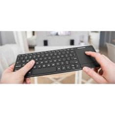Modecom MC-TPK2 bezdrátová podsvícená multimediální klávesnice s touchpadem, tenký profil, US, USB nano 2,4GHz, černá