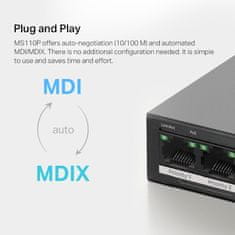 Mercusys MS110P - Desetiportový stolní switch s 8 porty 10/100 Mb/s PoE+