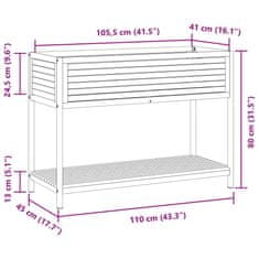 Vidaxl Zahradní truhlík s policí 110x45x80 cm masivní akácie a ocel