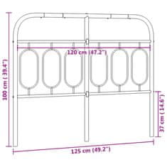 Vidaxl Kovové čelo postele černé 120 cm