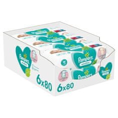 Pampers Sensitive XXL Vlhčené ubrousky 6x80 ks