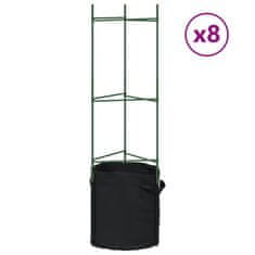 Vidaxl Podpěrné klece pro rajčata s pytlem 8 ks 116 cm ocel a PP