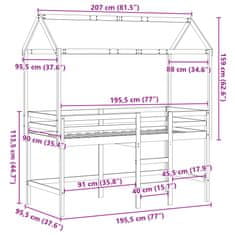 Vidaxl Patrová postel s žebříkem a střechou bílá 90 x 190 cm borovice