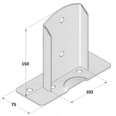 DOMAX Základna sloupu 102x150x2,5 mm galvanicky pozinkovaná