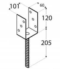 DOMAX Základna sloupku pro zapuštění kotvy černá 101x120x60 mm