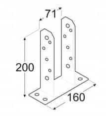 DOMAX Základna sloupku 71x200mm pozinkovaná kotva