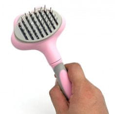 Nuxie 2706 Samočistící kartáč na psy a kočky Hair Brush růžový