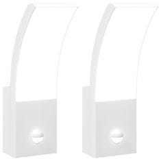 Vidaxl Venkovní nástěnná LED svítidla s čidlem 2 ks bílá litý hliník