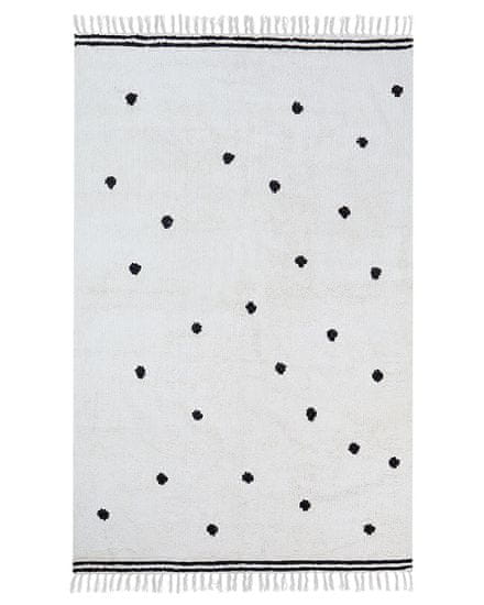 Beliani Bavlněný koberec 140 x 200 cm bílá LAZA