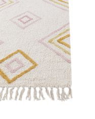 Beliani Bavlněný koberec geometrický vzor 140 x 200 cm krémová bílá LASHE