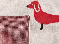 Beliani Bavlněná dětská deka s motivem psa 130 x 170 cm béžová a červená REERH