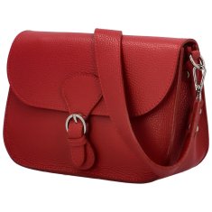 Delami Vera Pelle Stylová dámská kožená crossbody kabelka Erwig, tmavě červená