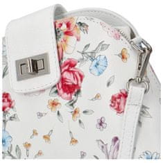 Delami Vera Pelle Trendy dámská kožená crossbody kabelka Vivianna, bílá/květy