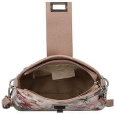 Delami Vera Pelle Trendy dámská kožená crossbody kabelka Vivianna, béžová/květy