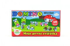 Teddies Teddies Domino Moje první zvířátka dřevo společenská hra 28ks v krabičce 17x9x3,5cm MPZ