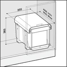 Ekotech EKOTECH vestavný odpadkový koš Ekko Front 40 2 x 16 litrů plast šedý