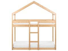 Beliani Dětská dřevěná postel patrová 90 x 200 cm světlé dřevo LABATUT