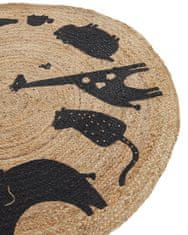 Beliani Dětský kulatý koberec z juty se zvířecím motivem 120 cm béžová EARTH