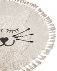 Beliani Kulatý bavlněný koberec s motivem kočky ø 120 cm béžová ETSERI