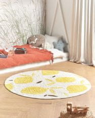 Beliani Kulatý bavlněný koberec ø 140 cm světle béžová/žlutá MAWAND
