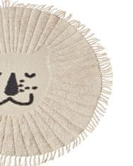 Beliani Kulatý bavlněný koberec s motivem lva ø 140 cm béžová BADHANI