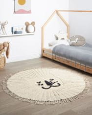 Beliani Kulatý bavlněný koberec s motivem lva ø 140 cm béžová BADHANI