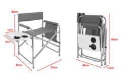 SEFIS Basic kempingová rozkládací židle se stolkem a držákem nápojů