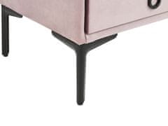 Beliani Noční stolek sametový růžový SEZANNE