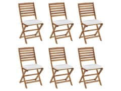 Beliani Sada 6 sedacích polštářů na zahradní židli bílé TOLVE