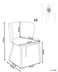Beliani Tkanina Jídelní židle Sada 2 ks Krémově bílá MINA