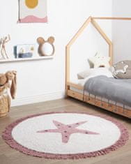 Beliani Bavlněný dětský koberec s motivem hvězd 120 cm krémová bílá STARS