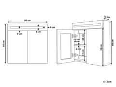 Beliani Koupelnová zrcadlová skříňka s LED osvětlením 60 x 60 cm černá JARAMILLO