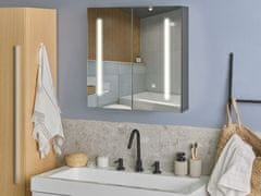Beliani Koupelnová zrcadlová skříňka s LED osvětlením 60 x 60 cm černá CHABUNCO