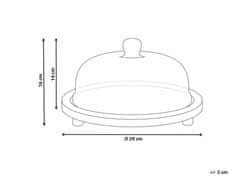 Beliani Stojan na dorty z mangového dřeva se skleněným víkem světlý DENDERA