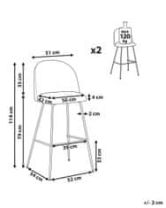 Beliani Barová stolička Sada 2 ks Umělý samet Taupe ARCOLA