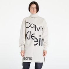 Calvin Klein Jeans Šaty Disrupted Logo Roll Beige M Béžová