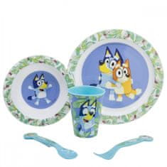 Stor Dětské plastové nádobí Bluey (talíř, miska, sklenice, příbor), 50660