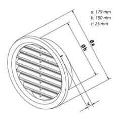 HACO Mřížka větrací kruhová se síťovinou VM, Ø 150 mm, hnědá 0402