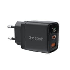 Choetech PD6052 GaN síťová nabíječka USB / USB-C 35W, černá