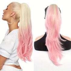 GIRLSHOW Zvlněný cop k nasazení 60 cm odstín P60/311 (ombré blond - růžová)