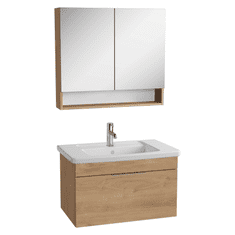 Vitra  Koupelnová skříňka s umyvadlem a zrcadlem Mia 80x49x45cm zlatý dub mat - MIASET8049DG