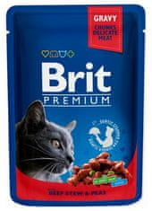 Brit Premium Cat Adult Hovězí + Hrášek Sáček 100G