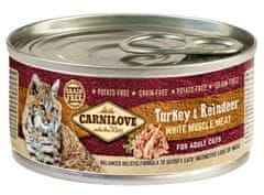 Carnilove Cat Turkey & Reindeer - Krůta A Sob Plechovka 100G