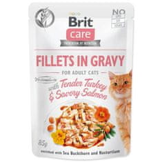 Brit Care Cat Filets In Gravy Tender Sáček S Krocaním A Pikantním Lososem 85G